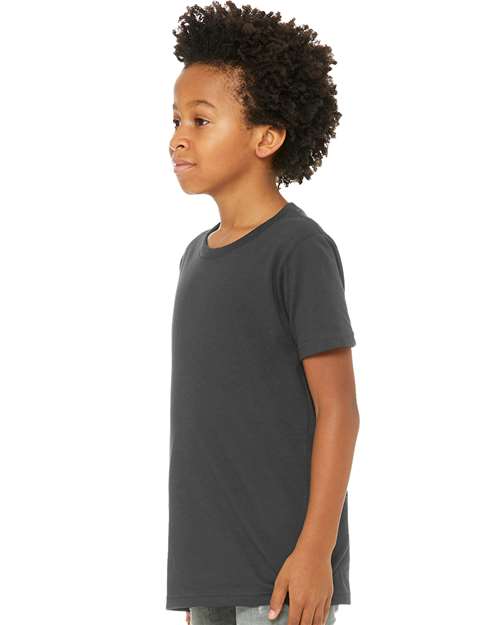 BELLA + CANVAS Youth Jersey Tee 3001Y Dark Grey Custom Embroidered Business Logo