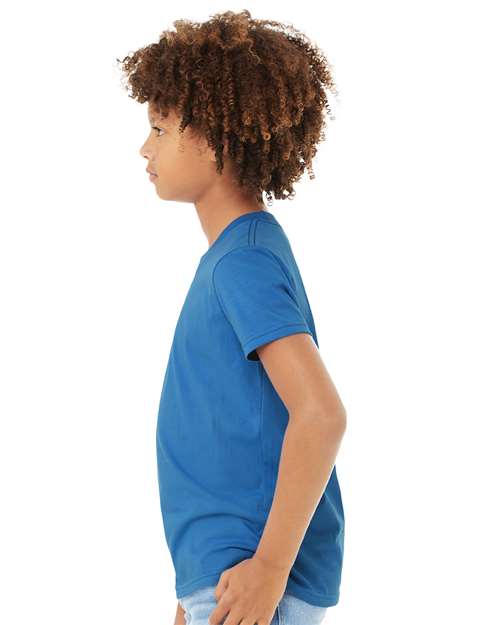 BELLA + CANVAS Youth Jersey Tee 3001Y Columbia Blue Custom Embroidered Business Logo