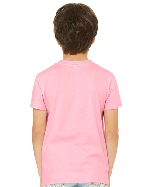 BELLA + CANVAS Youth Jersey Tee 3001Y Pink Custom Embroidered Business Logo
