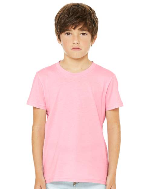 Custom Embroidered BELLA + CANVAS Youth Jersey Tee 3001Y Pink