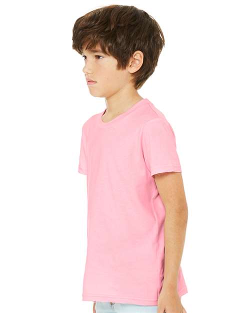 BELLA + CANVAS Youth Jersey Tee 3001Y Pink Custom Embroidered Business Logo