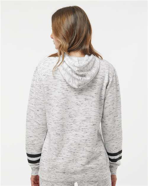 J. America Women’s Mélange Fleece Striped-Sleeve Hooded Sweatshirt 8674