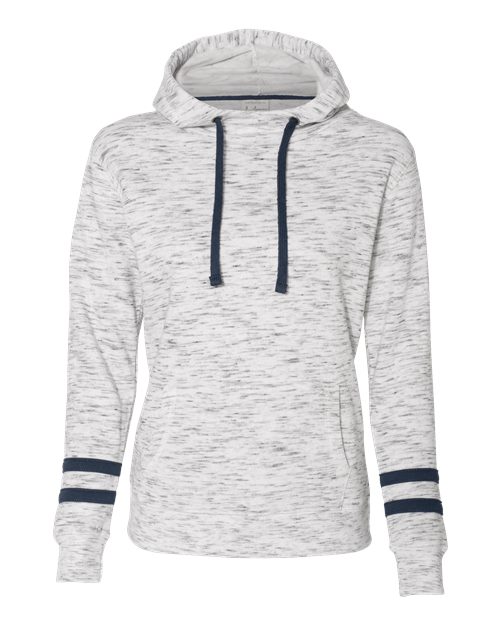 J. America Women’s Mélange Fleece Striped-Sleeve Hooded Sweatshirt 8674