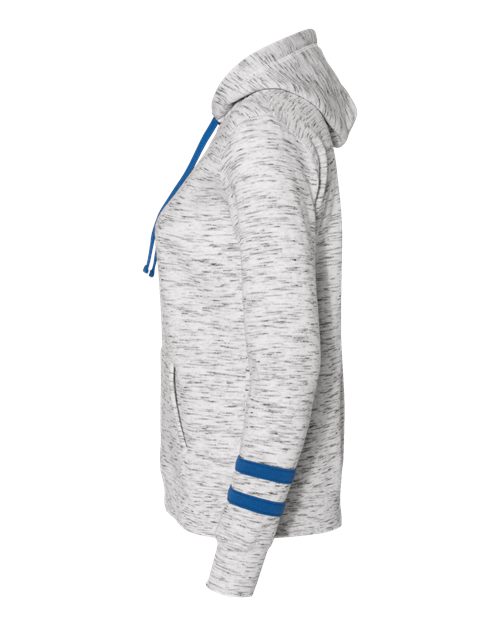 J. America Women’s Mélange Fleece Striped-Sleeve Hooded Sweatshirt 8674