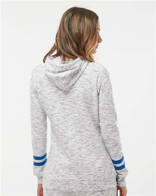 J. America Women’s Mélange Fleece Striped-Sleeve Hooded Sweatshirt 8674