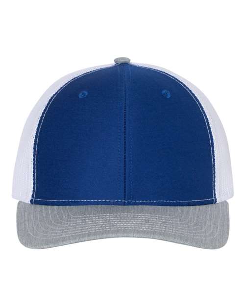 Richardson Snapback Trucker Cap 112 Royal/ White/ Heather Grey Custom Embroidered Business Logo