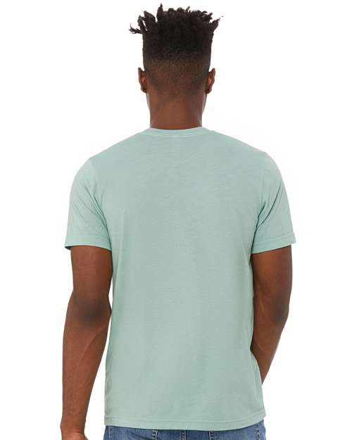 BELLA + CANVAS Triblend Tee 3413 Dusty Blue Triblend Custom Embroidered Business Logo
