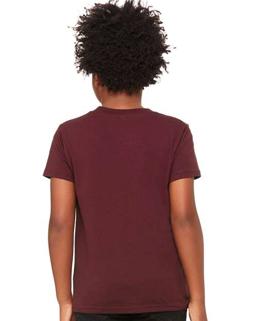 BELLA + CANVAS Youth Jersey Tee 3001Y Maroon Custom Embroidered Business Logo