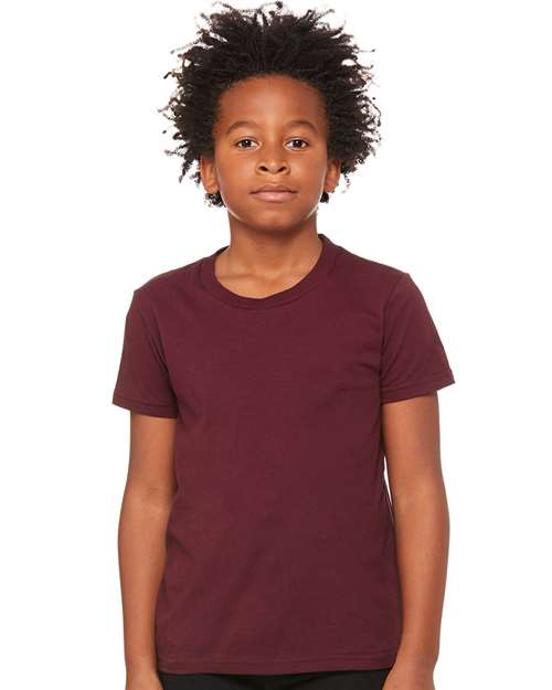 Custom Embroidered BELLA + CANVAS Youth Jersey Tee 3001Y Maroon