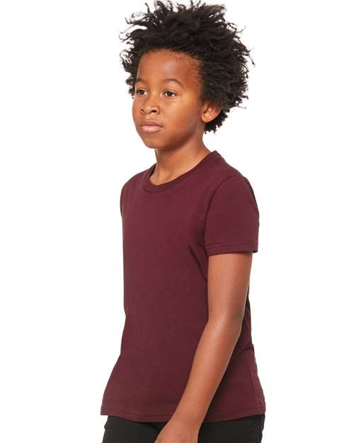 BELLA + CANVAS Youth Jersey Tee 3001Y Maroon Custom Embroidered Business Logo