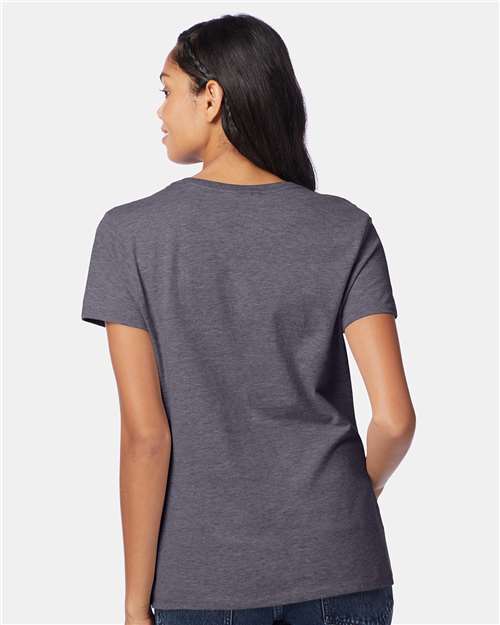 Hanes Perfect-T Women’s V-Neck T-Shirt S04V Charcoal Heather
