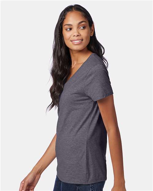 Hanes Perfect-T Women’s V-Neck T-Shirt S04V Charcoal Heather