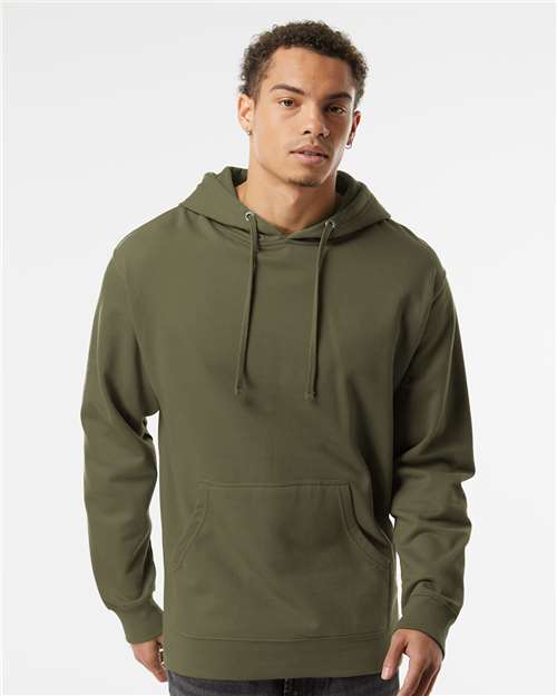 Custom Embroidered Independent Trading Co. Midweight Hooded Sweatshirt SS4500 Army