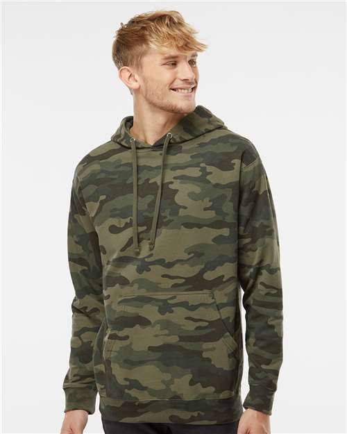 Custom Embroidered Independent Trading Co. Midweight Hooded Sweatshirt SS4500 Forest Camo