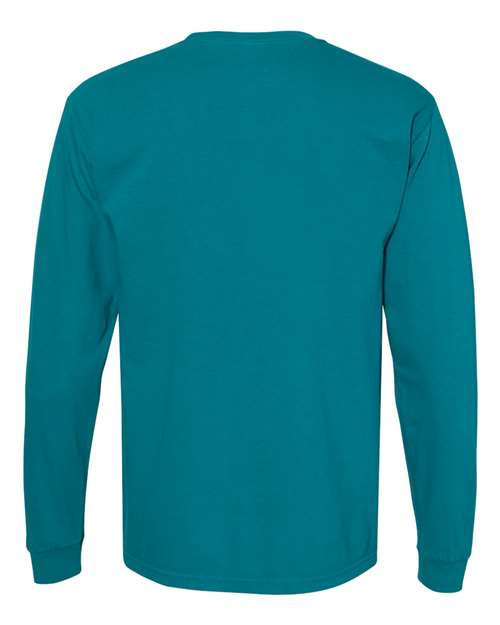 Comfort Colors Garment-Dyed Heavyweight Long Sleeve Pocket T-Shirt 4410 Seafoam Custom Embroidered Business Logo