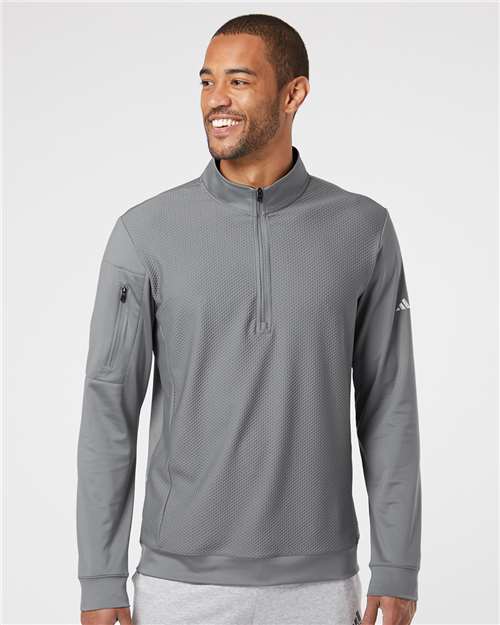 Custom Embroidered Adidas Performance Textured Quarter-Zip Pullover A295