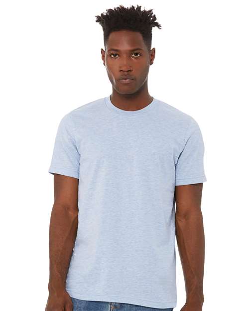 Custom Embroidered BELLA + CANVAS CVC Jersey Tee 3001CVC Heather Prism Blue
