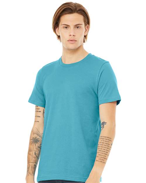 Custom Embroidered BELLA + CANVAS CVC Jersey Tee 3001CVC Heather Aqua