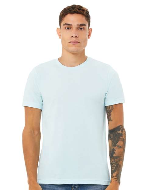 Custom Embroidered BELLA + CANVAS CVC Jersey Tee 3001CVC Heather Ice Blue