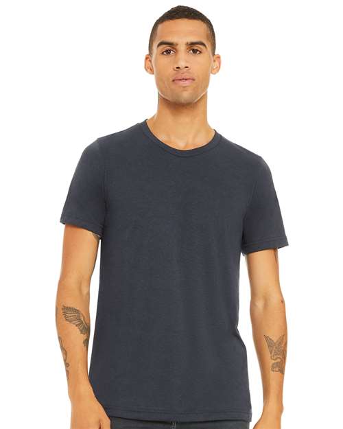 Custom Embroidered BELLA + CANVAS CVC Jersey Tee 3001CVC Heather Midnight Navy