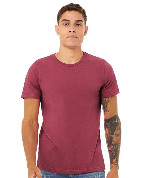 Custom Embroidered BELLA + CANVAS CVC Jersey Tee 3001CVC Heather Raspberry