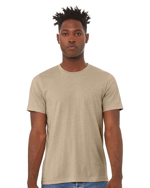 Custom Embroidered BELLA + CANVAS CVC Jersey Tee 3001CVC Heather Tan