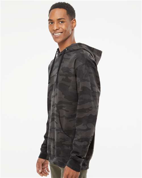 Independent Trading Co. Midweight Hooded Sweatshirt SS4500 Black Camo Custom Embroidered Business Logo