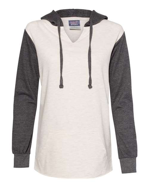 MV Sport Women’s French Terry Hooded Pullover with Colorblocked Sleeves W20145