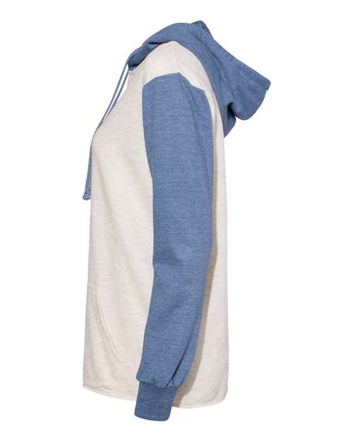 MV Sport Women’s French Terry Hooded Pullover with Colorblocked Sleeves W20145
