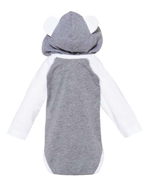 Rabbit Skins Fine Jersey Infant Character Hooded Long Sleeve Bodysuit with Ears 4418