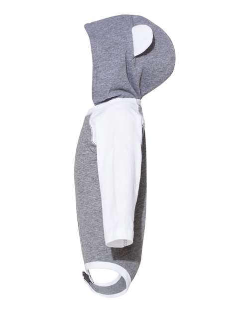 Rabbit Skins Fine Jersey Infant Character Hooded Long Sleeve Bodysuit with Ears 4418