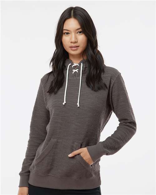 Custom Embroidered J. America Women’s French Terry Sport Lace Scuba Hooded Pullover 8694