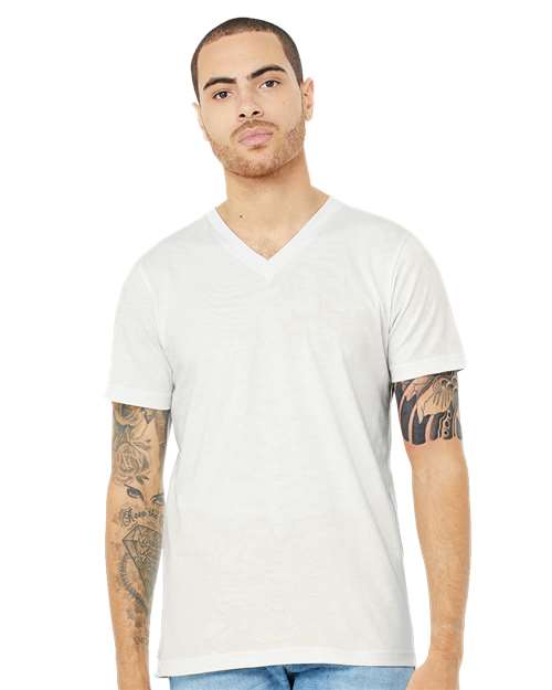 Custom Embroidered BELLA + CANVAS Jersey V-Neck Tee 3005 Vintage White