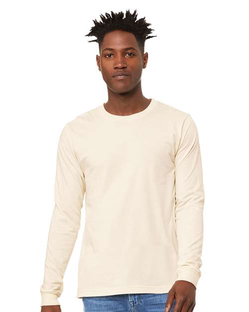 Custom Embroidered BELLA + CANVAS Jersey Long Sleeve Tee 3501 Natural