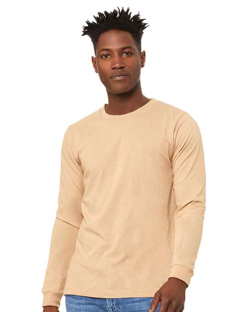 Custom Embroidered BELLA + CANVAS Jersey Long Sleeve Tee 3501 Sand Dune
