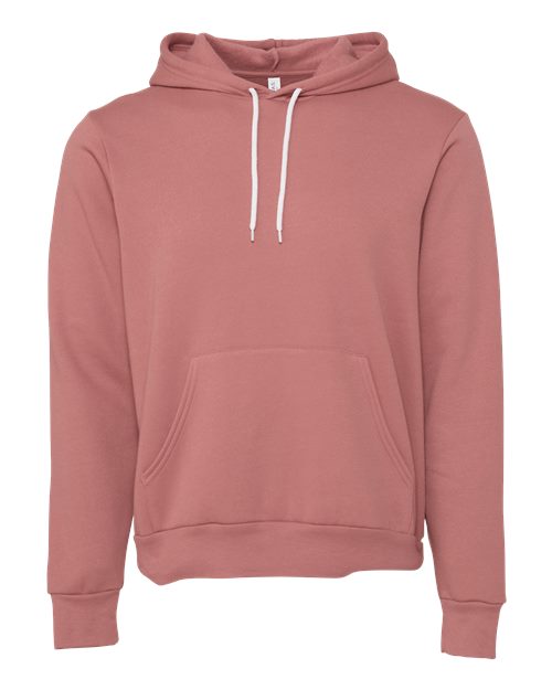 BELLA + CANVAS Sponge Fleece Hoodie 3719 Mauve Custom Embroidered Business Logo