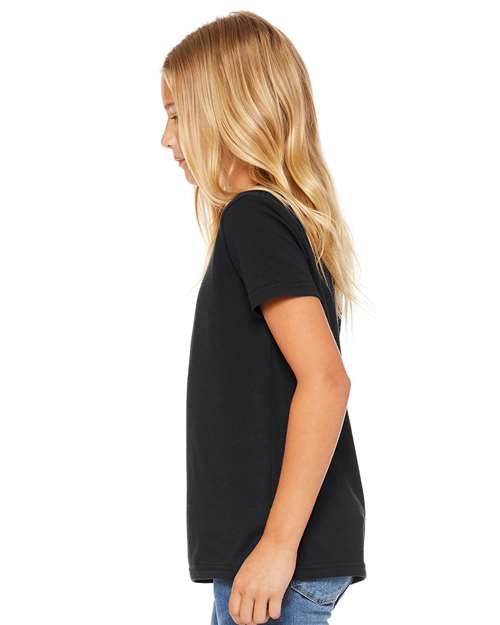 BELLA + CANVAS Youth Jersey Tee 3001Y Vintage Black Custom Embroidered Business Logo