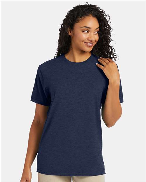 Custom Embroidered Hanes Perfect-T T-Shirt 4980 Heather Navy
