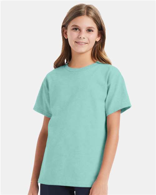 Custom Embroidered Hanes Essential-T Youth T-Shirt 5480 Clean Mint