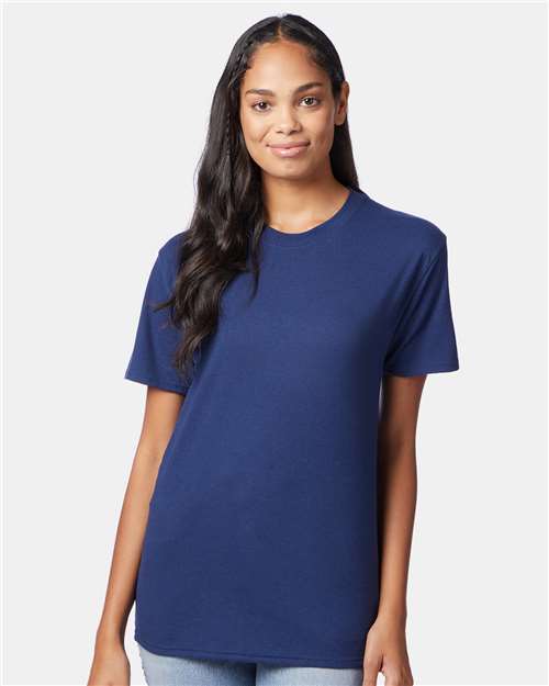 Custom Embroidered Hanes Perfect-T Triblend T-Shirt 42TB Solid Navy Triblend