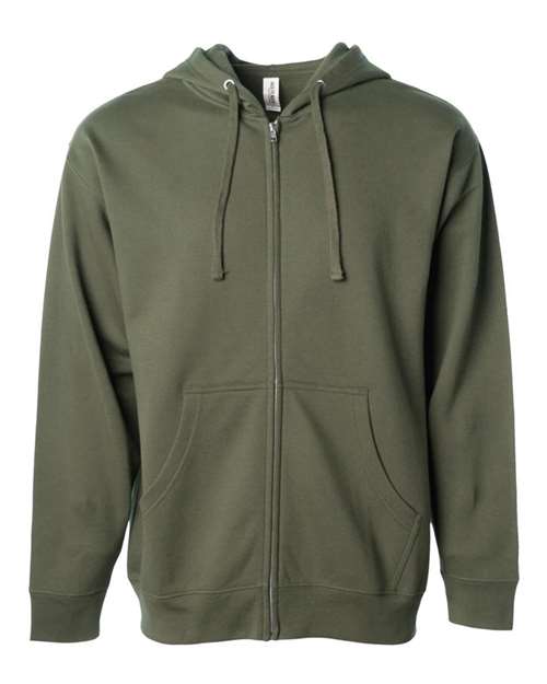 Independent Trading Co. Midweight Full-Zip Hooded Sweatshirt SS4500Z Alpine Green Custom Embroidered Business Logo