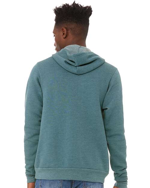 BELLA + CANVAS Sponge Fleece Hoodie 3719 Heather Deep Teal Custom Embroidered Business Logo