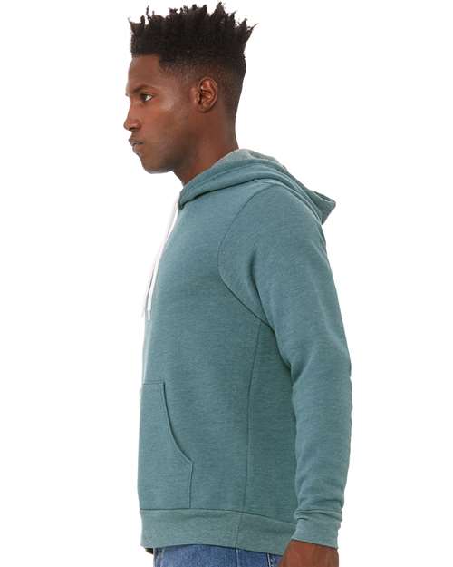 BELLA + CANVAS Sponge Fleece Hoodie 3719 Heather Deep Teal Custom Embroidered Business Logo