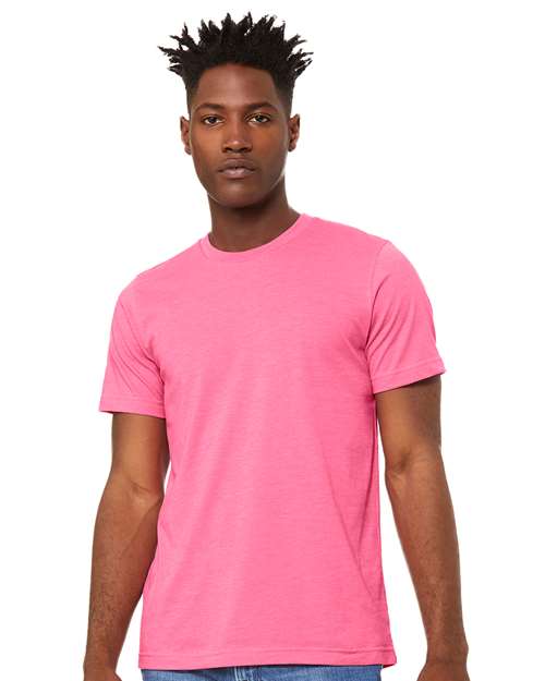 Custom Embroidered BELLA + CANVAS CVC Jersey Tee 3001CVC Heather Charity Pink