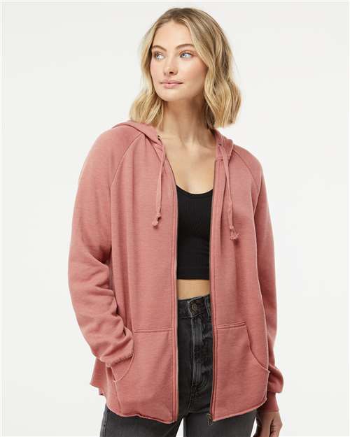 Custom Embroidered Independent Trading Co. Women's California Wave Wash Full-Zip Hooded Sweatshirt PRM2500Z