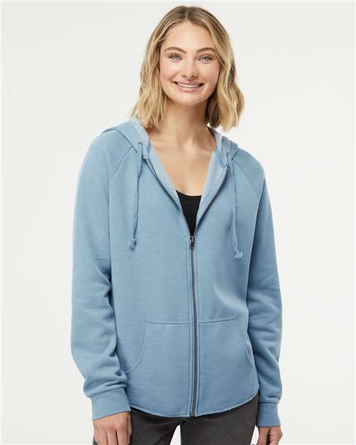 Custom Embroidered Independent Trading Co. Women's California Wave Wash Full-Zip Hooded Sweatshirt PRM2500Z