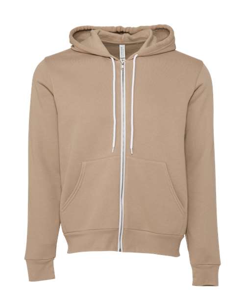 BELLA + CANVAS Sponge Fleece Full-Zip Hoodie 3739 Tan