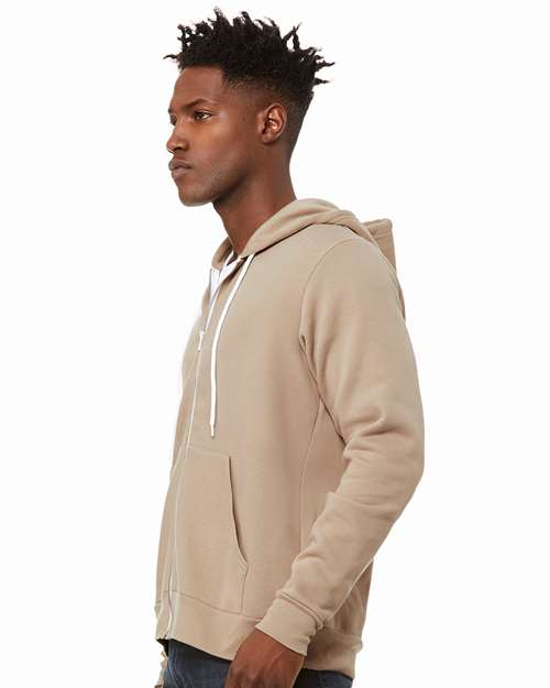 BELLA + CANVAS Sponge Fleece Full-Zip Hoodie 3739 Tan