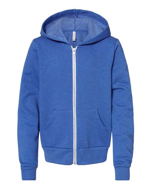 BELLA + CANVAS Youth Sponge Fleece Full-Zip Hoodie 3739Y Custom Embroidered Business Logo