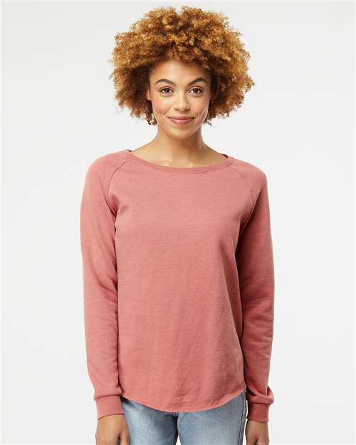 Custom Embroidered Independent Trading Co. Women's California Wave Wash Crewneck Sweatshirt PRM2000